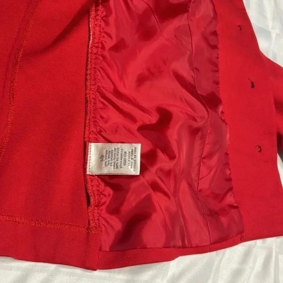 Cleo red pea coat ,SM, single breasted,career,winter,Xmas red,closet staple,EC - Picture 11 of 17